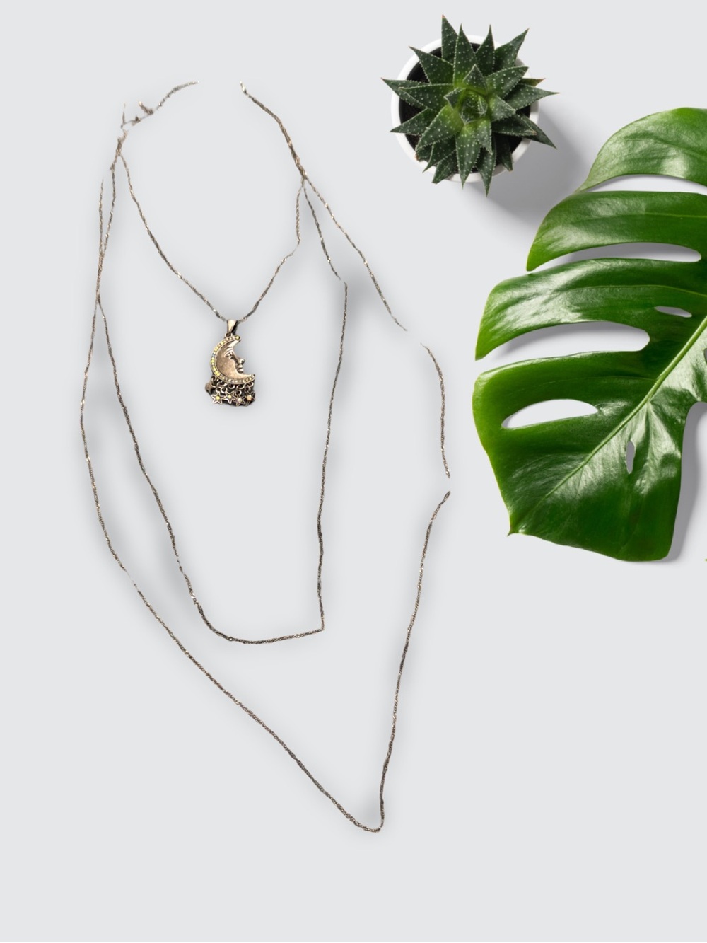 Delicate Gold Moon & Star Layered Necklace